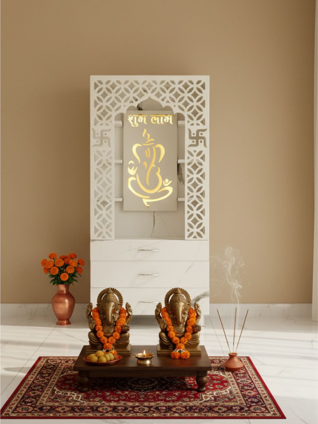 Modern Open-Front Pooja Mandir