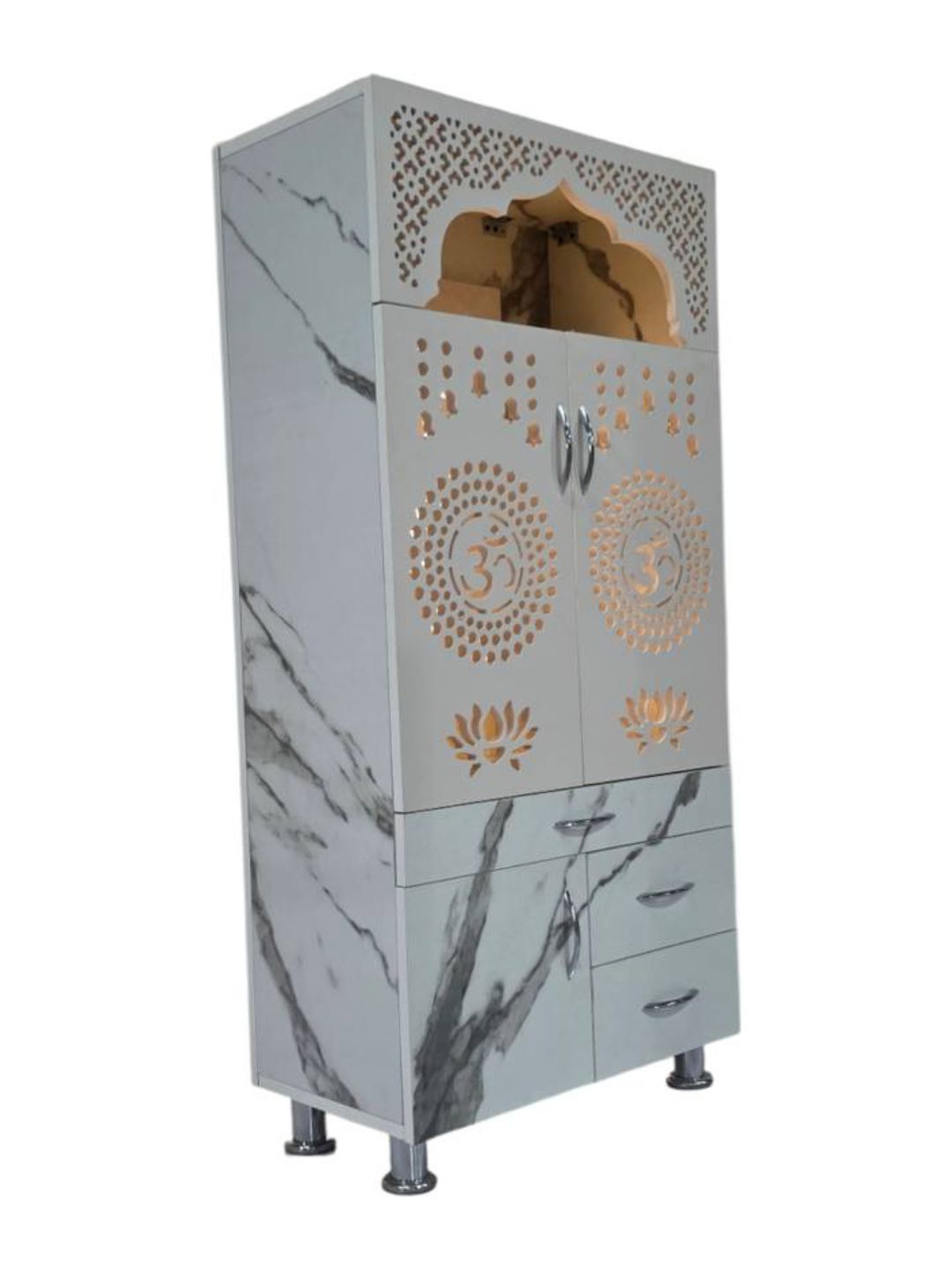Premium Marble-Finish Pooja Mandir with LED