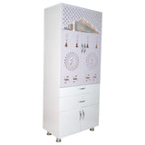 Luxury Wooden Mandir for Home with LED Om Panel & Double Drawer Storage | Modern White Pooja Temple Cabinet