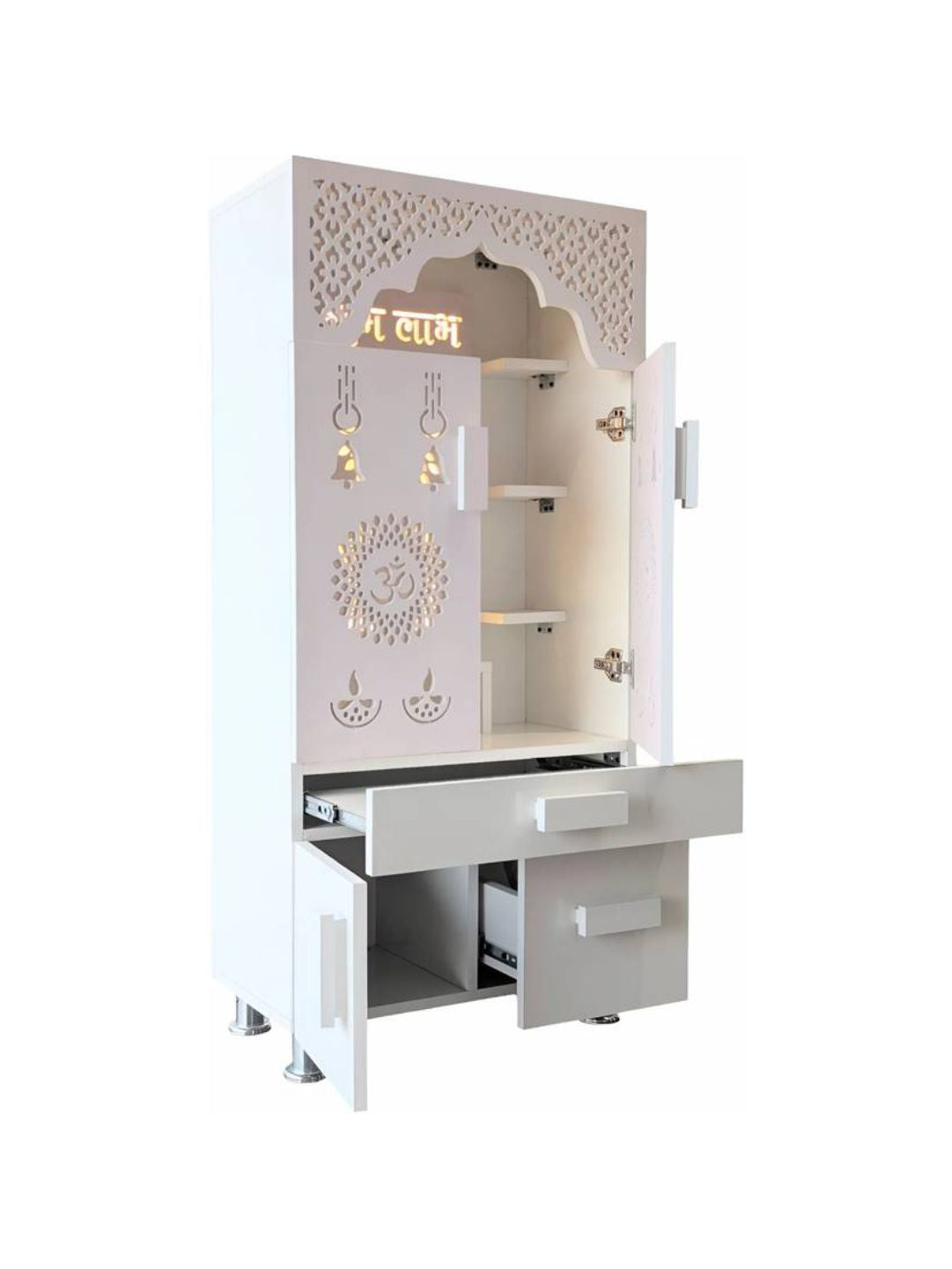Premium Wall-Carved Pooja Mandir With Storage