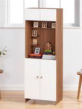 Wood and White Finish Pooja Mandir with Storage