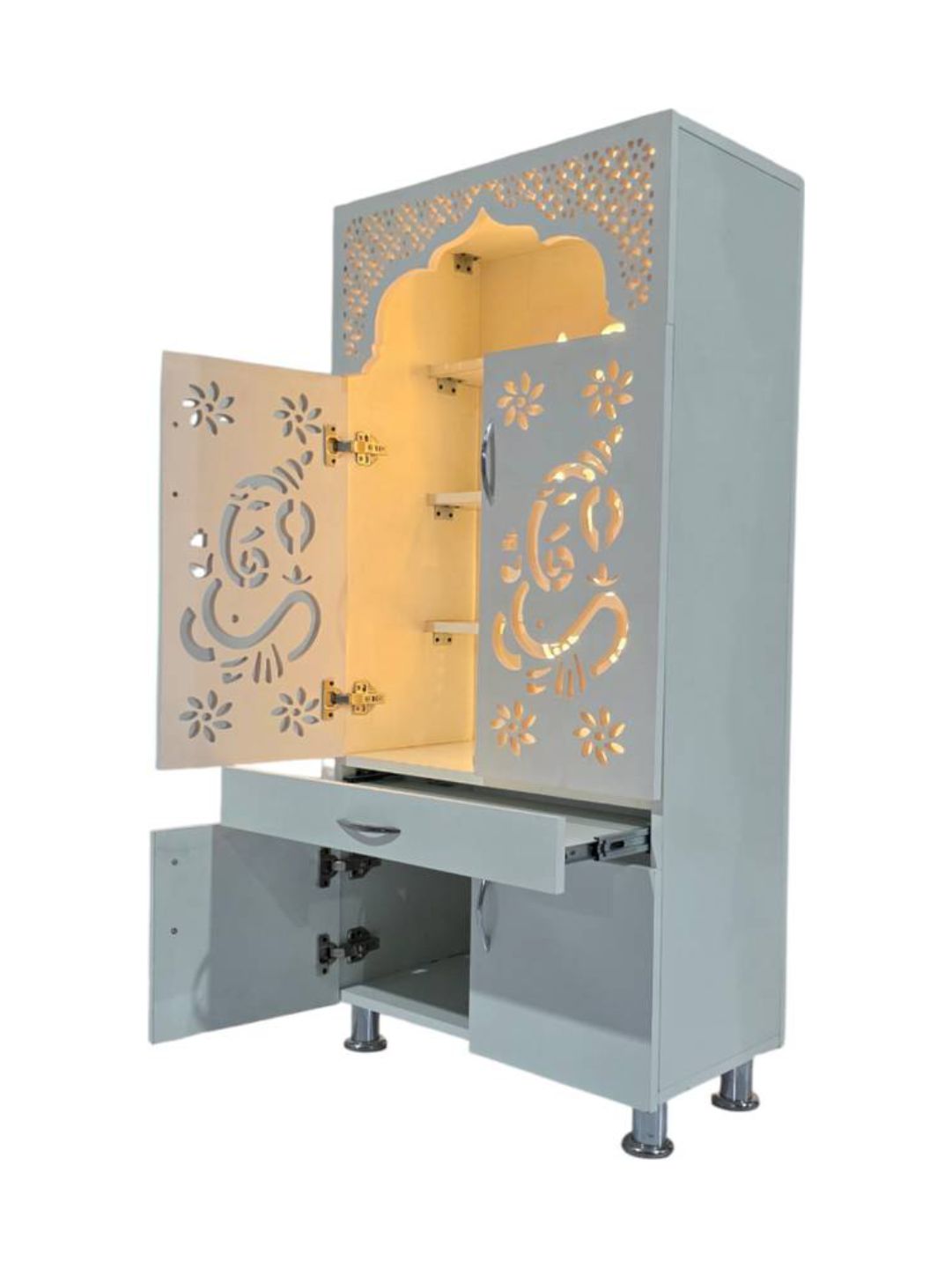 Wooden Pooja Mandir with LED Light