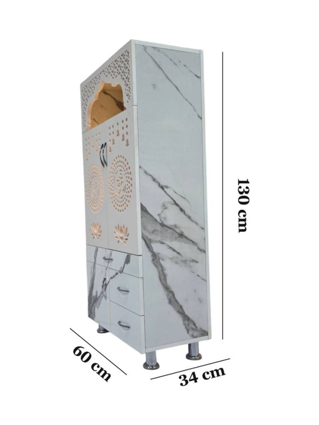 Premium Marble-Finish Pooja Mandir with LED