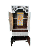 Wood and White Finish Pooja Mandir with Storage