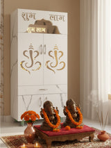 Premium Marble-Finish Pooja Mandir with Shubh–Labh Design