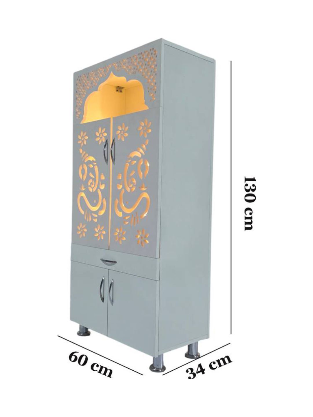 Wooden Pooja Mandir with LED Light