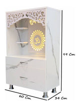 White Marble-Finish Pooja Mandir with LED Backlight