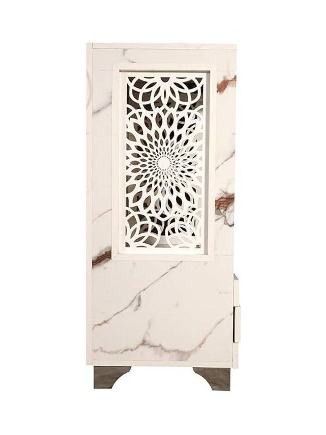 Premium Carved Floral Pooja Mandir in Marble Finish