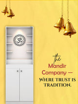 Modern Wooden Pooja Mandir with LED Light & Storage Cabinet