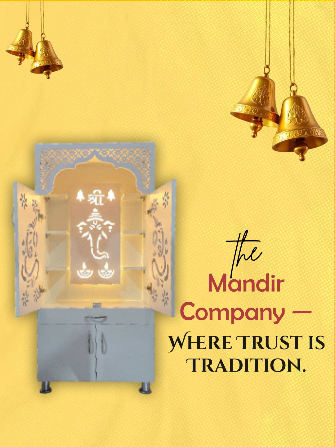 Wooden Pooja Mandir with LED Light