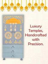 Modern White Wooden Mandir with LED Backlight & 3 Storage Drawers