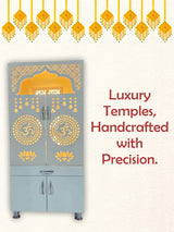 Designer Wooden Pooja Mandir with LED Backlight & “Om” Engraving
